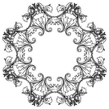 Çiçek çerçeve siyah beyaz Desen sanat, çeşitli kart süslü için. Vektör
