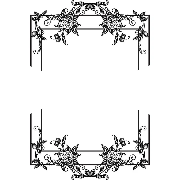 Carte vintage design, cadre noir et blanc avec fleur de feuille. Vecteur — Image vectorielle