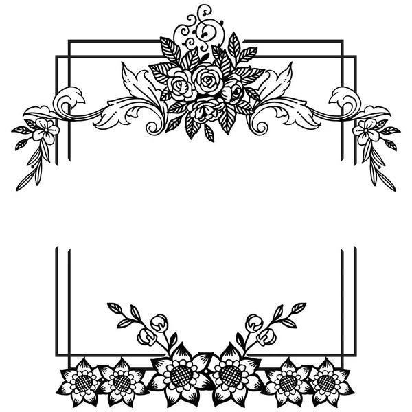 Ornamento fronteiriço da moldura da flor da folha, isolado no fundo branco. Vetor —  Vetores de Stock