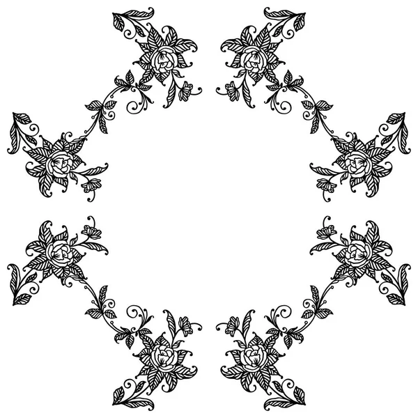 Ornement de bordure de cadre de fleur de feuille, isolé sur fond blanc. Vecteur — Image vectorielle