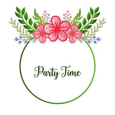 Parti zaman mektubu, pembe çiçek çerçeve süsü ile. Vektör