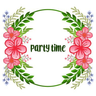 Parti zaman mektubu, pembe çiçek çerçeve süsü ile. Vektör