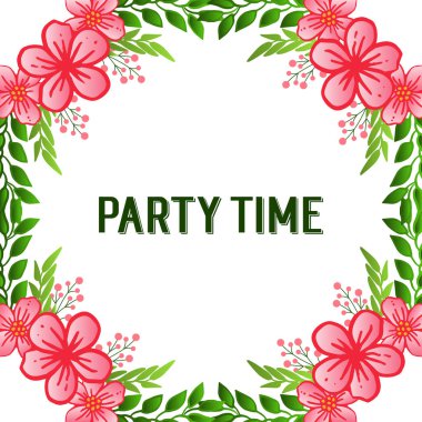 Parti zaman mektubu, pembe çiçek çerçeve süsü ile. Vektör