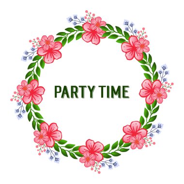 Tasarım parti zaman kartı, duvar kağıdı benzersiz yaprak çiçek çerçeve. Vektör