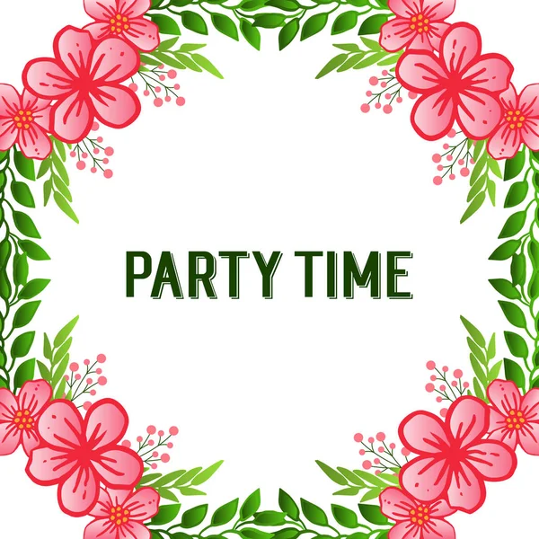 Parti zaman mektubu, pembe çiçek çerçeve süsü ile. Vektör