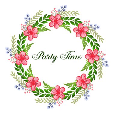 Parti zaman kartı şablonu için benzersiz çelenk çerçevesi çizimi. Vektör