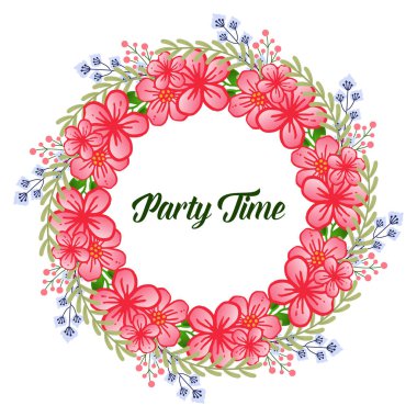 Parti zaman kartı şablonu için benzersiz çelenk çerçevesi çizimi. Vektör