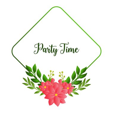 Çiçek çerçeve süslü modern parti zaman kartı, tasarım. Vektör