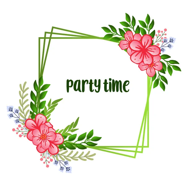 Sketch style of leaf flower frame, for party time concept poster. Vector — Stock Vector