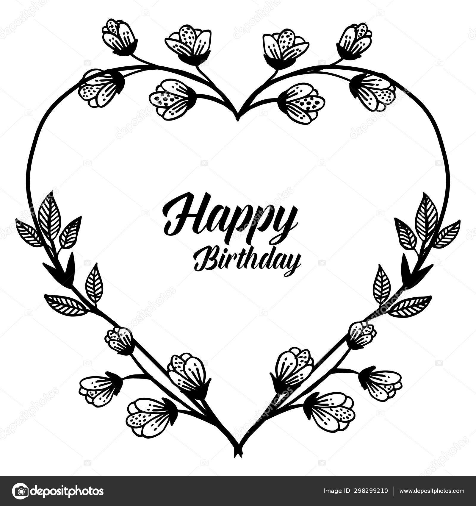 Carte De Motif Joyeux Anniversaire Cadre De Fleur De Silhouette Design Vecteur Image Vectorielle Par Stockfloral Gmail Com C Illustration