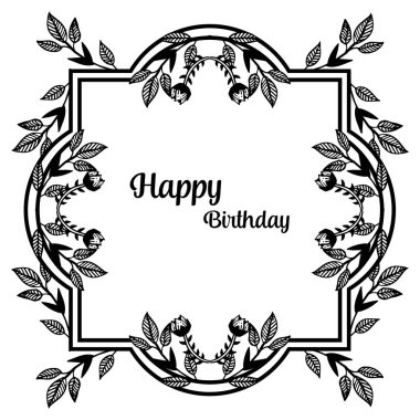 Vintage kart mutlu yıllar, doku güzel çelenk çerçeve, beyaz bir zemin üzerinde izole. Vektör