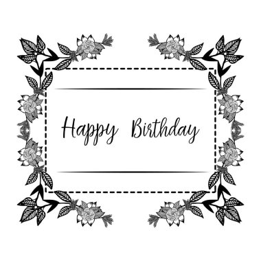 Güzel kart mutlu yıllar, tasarım şablonu çiçek çerçeve. Vektör