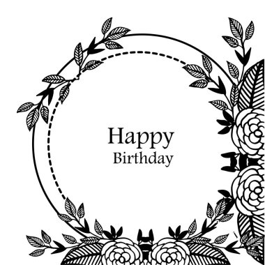 Güzel kart mutlu yıllar, tasarım şablonu çiçek çerçeve. Vektör