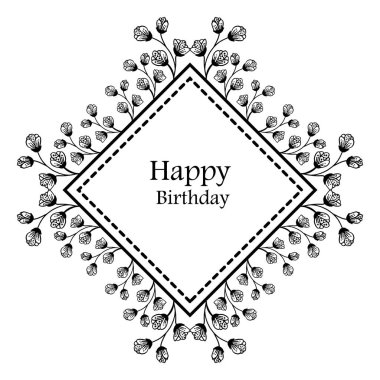 Desen kartı mutlu yıllar, tasarım siluet çiçek çerçeve. Vektör