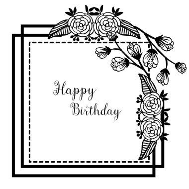 Desen kartı mutlu yıllar, tasarım siluet çiçek çerçeve. Vektör