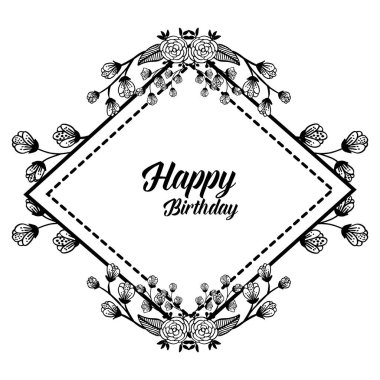 Desen kartı mutlu yıllar, tasarım siluet çiçek çerçeve. Vektör