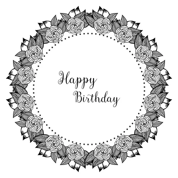 Dibujo único marco de flores, aislado en un fondo blanco, para el fondo de la tarjeta feliz cumpleaños. Vector — Vector de stock