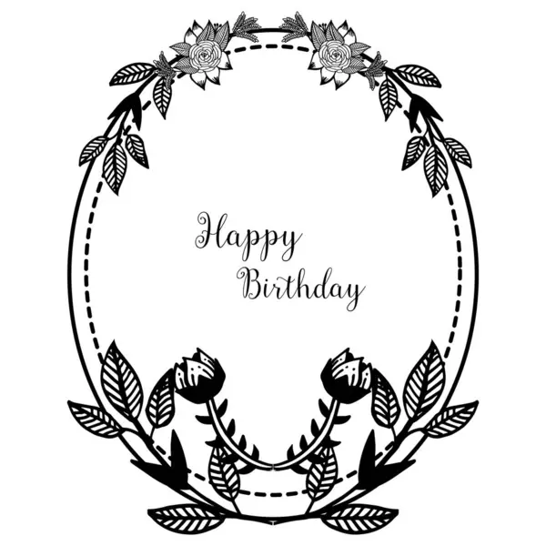 Textura elegante tarjeta feliz cumpleaños, ornamento patrón arte flor marco. Vector — Vector de stock