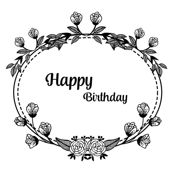 Forma de plantilla de marco de guirnalda lindo, diseño elegante tarjeta feliz cumpleaños. Vector — Vector de stock