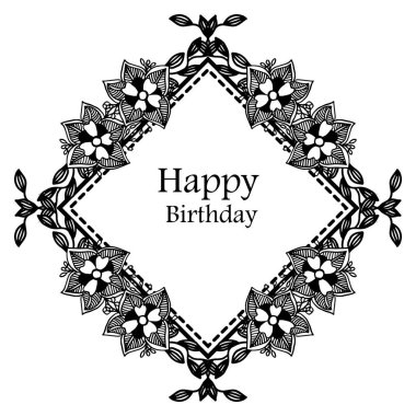 Dekorasyon dalları yaprakları, sevimli çiçek çerçeve, kart mutlu yıllar tasarımı. Vektör