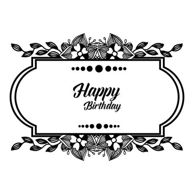 Dekorasyon dalları yaprakları, sevimli çiçek çerçeve, kart mutlu yıllar tasarımı. Vektör