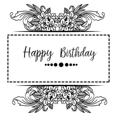 Kutlama davet kartı mutlu yıllar için, beyaz bir zemin üzerinde izole çiçek çerçeve tasarım kalabalık. Vektör