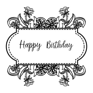 Çizim güzel yaprakları ve çiçek, stil çerçeve benzersiz, tebrik kartı süslü doğum günü. Vektör