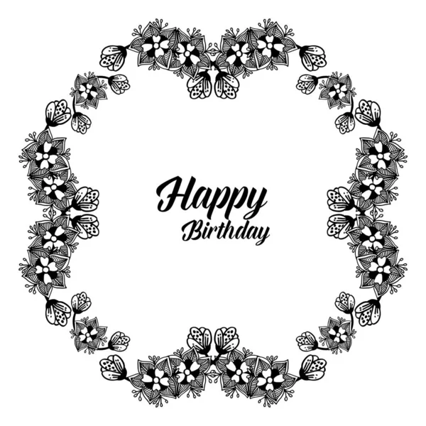 Decoración marco de corona blanca negro, para el fondo de pantalla patrón de tarjeta feliz cumpleaños. Vector — Vector de stock