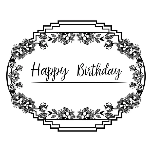 Tarjeta de invitación Happy Birthday, con diseño elegante marco de corona. Vector — Vector de stock