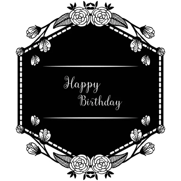 Set marco de flores vintage, diseño lindo, para adornado de tarjeta de felicitación feliz cumpleaños. Vector — Vector de stock