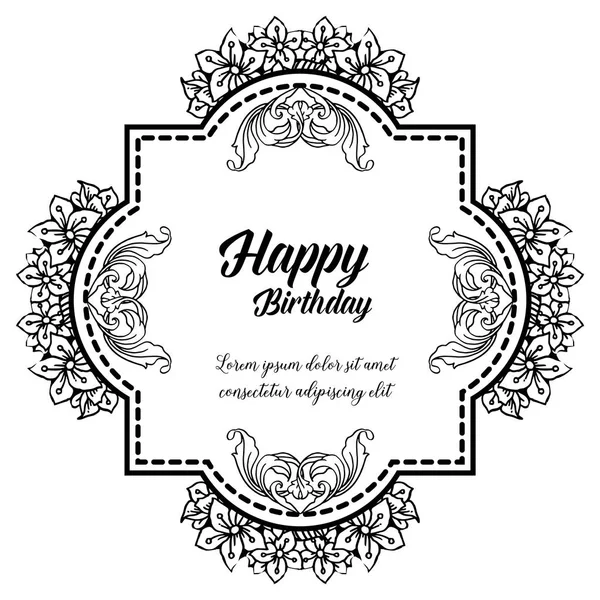 Hermoso marco de corona, tarjeta de felicitación de decoración feliz cumpleaños. Vector — Vector de stock