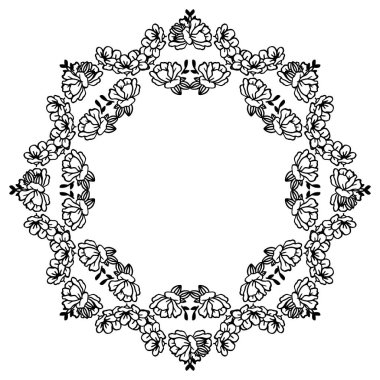 Çerçeve dekoratif, yaprak çiçek kalabalık, siyah ve beyaz renklerin tasarım elemanı. Vektör