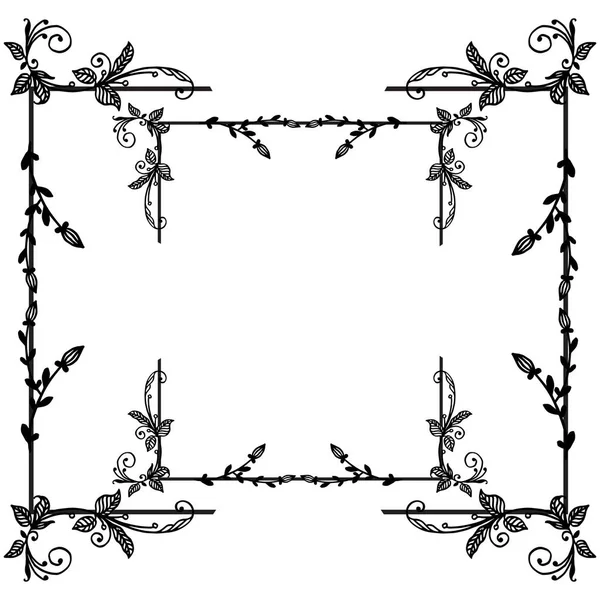 Decoración de la tarjeta de invitación, con borde patrón retro de marco floral hoja única. Vector — Vector de stock