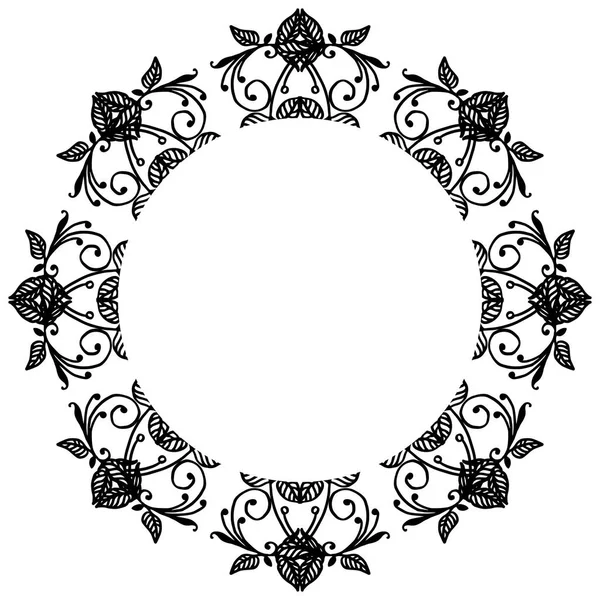 Decorativo de marco, multitud de flores de hoja, en elemento de diseño de colores blanco y negro. Vector — Vector de stock
