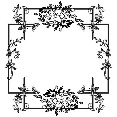 Poster veya afiş, yaprakları çiçek çerçeve dekor elemanı ile. Vektör