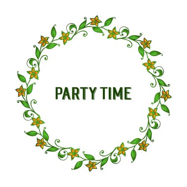 Parti zaman poster tasarımı, zarif turuncu çiçek çerçeve çiçek ile. Vektör