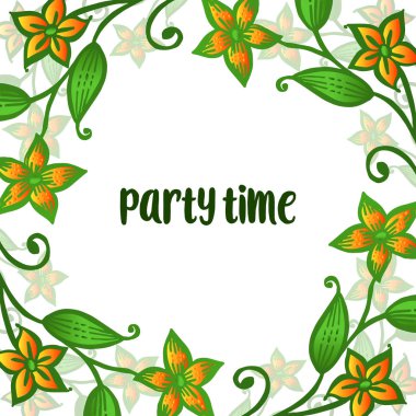 Parti zaman mektubu, metin için alan, vintage turuncu çiçek çerçeve ile. Vektör