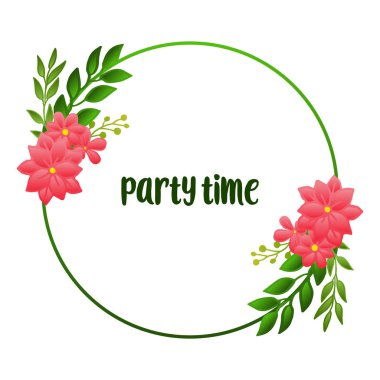 Yeşil yaprakları ve çiçek çerçeve grafik, parti zaman tebrik kartı tasarımı için. Vektör