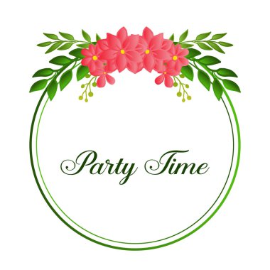 Yeşil yaprakları ve çiçek çerçeve grafik, parti zaman tebrik kartı tasarımı için. Vektör