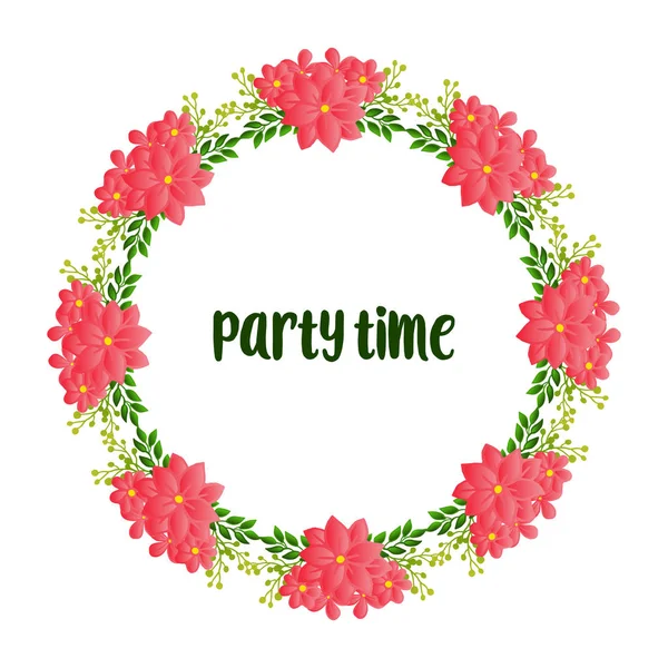 Design plant of green leaves and flower frame, for party time card various pattern. Vector