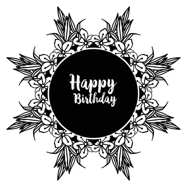 Benzersiz dekorasyon çerçevesi, güzel çiçek ve yaprakları ile, tebrik kartı mutlu yıllar. Vektör