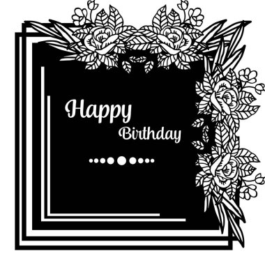 Tebrik kartı mutlu yıllar, çiçek çerçeve çeşitli kalabalık Şablonu. Vektör