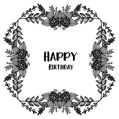 Çelenk çerçeve şablon dekorasyon, renk siyah beyaz, tasarım kutlama kartı mutlu yıllar. Vektör