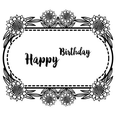 Vintage çiçek çerçeve, tebrik kartı veya davet kartı, mutlu doğum günü konsepti ile. Vektör