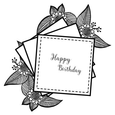 Dekorasyon güzel çelenk çerçeve ile, mutlu yıllar için tebrik kartı ve davet şablonu. Vektör