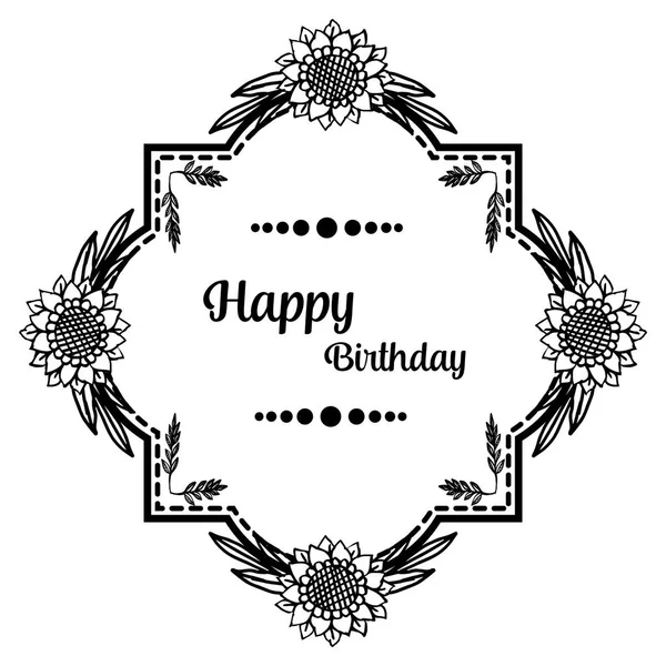 Estilo marco de corona abstracta, hojas de ramas, tarjeta de felicitación concepto feliz cumpleaños. Vector — Vector de stock