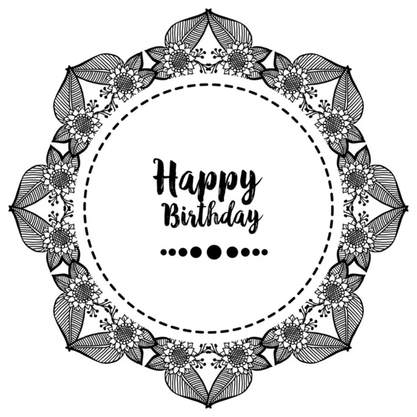 Tarjeta de felicitación y plantilla de invitación para feliz cumpleaños, con decoración hermosa corona marco. Vector — Vector de stock