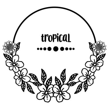 Şablon tropikal, güzel bahar çiçek çerçeve ile, kart tasarımı için. Vektör