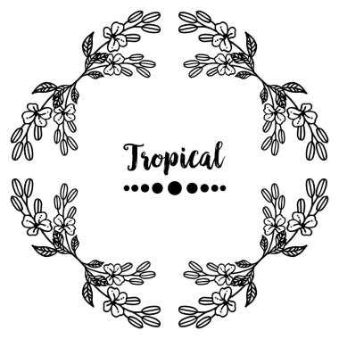 Zarif kart, konsept tropikal, süslü güzel çelenk çerçeve ile. Vektör