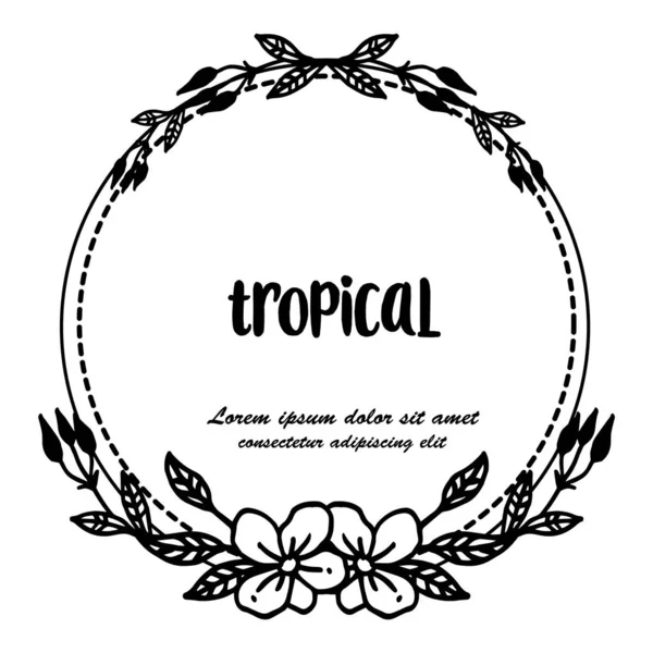 Patrón lindo marco de flores, decoración de la tarjeta de celebración tropical. Vector — Vector de stock